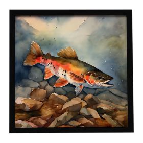 Brook Trout Framed Metal Print Bathroom, Kitchen, Office, Home Decor Wall Art Ready to Hang, Square, 8X8