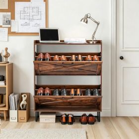 Farmhouse Style Shoe Storage Cabine with Space-Saving and Adjustable Shelves for Living Room