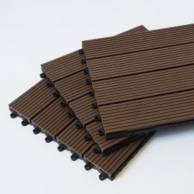 One box of 11 pieces, 300 * 300 * 22mm per piece Outdoor garden floor tiles Pool wood plastic DIY buckle splicing wpc (Color: coffee)